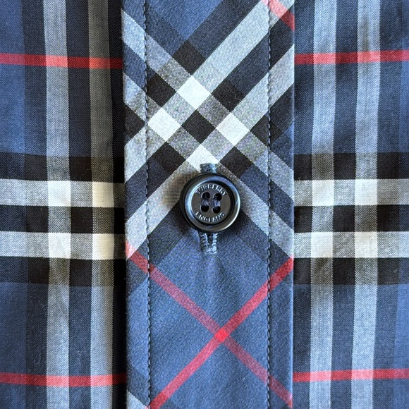 Burberry Blue Check Button-down Shirt Size M - Picture 5 of 6